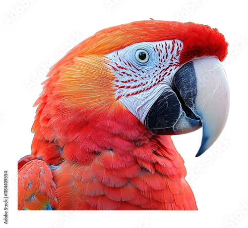 Vibrant scarlet macaw in full body on wildlife high fidelity close-up view isolated on transparent background png photo