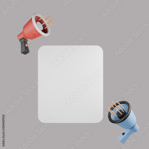 megaphone announcement, business announcement or communication concept with greybackground