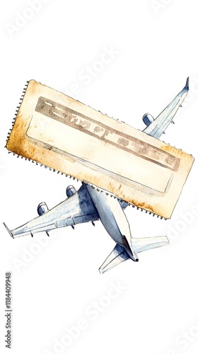 Creative Watercolor Illustration of Travel Ticket Art photo