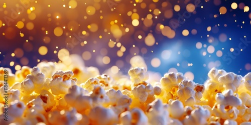 Template for a Must See Movies banner featuring fluffy popcorn and ample free space for your text. Perfect for showcasing essential films with eye catching design!