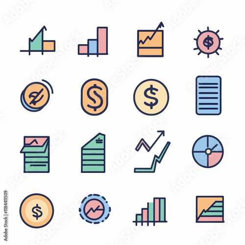 minimalistic graphic icon set money investment illustration