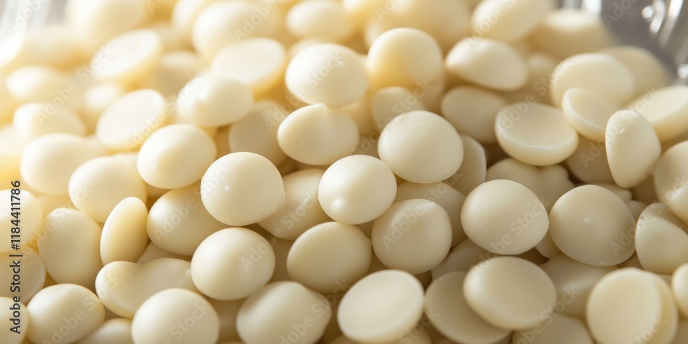 White chocolate callets presented in a packet, captured from a top view, showcasing the premium quality of the white chocolate callets in this high quality image. White chocolate callets presented in a packet, captured from a top view, showcasing the premium quality of the white chocolate callets in this high quality image.