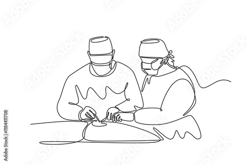 Medical professional Concept. Single line draw design. Full length animation illustration. High quality 4k footage.