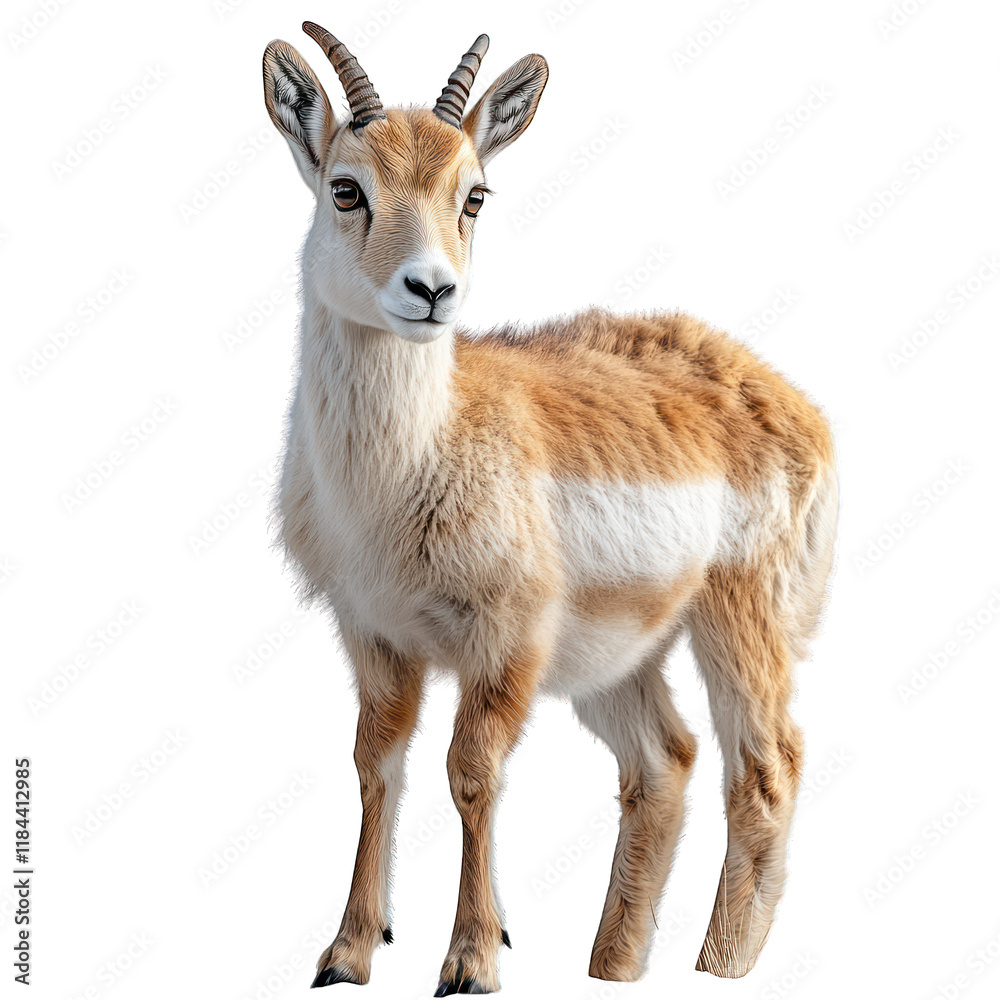Fototapeta premium A young antelope standing gracefully against a transparent background.