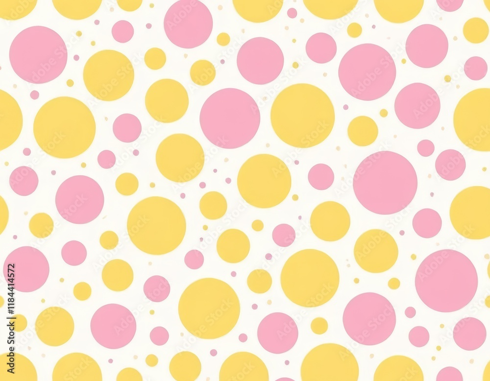 Delightful Pastel Polka Dot Pattern: Seamless Yellow and Pink Circles Background Delightful Pastel Polka Dot Pattern: Seamless Yellow and Pink Circles Background