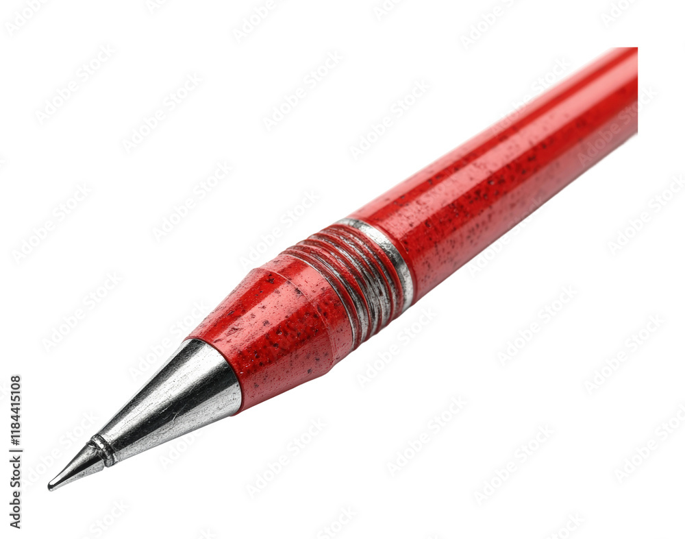 Dynamic red dart pen on high fidelity product studio environment close-up view isolated on transparent background png Dynamic red dart pen on high fidelity product studio environment close-up view isolated on transparent background png