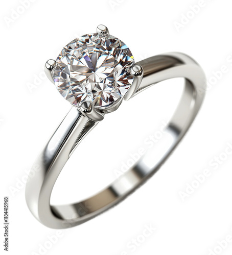 Elegant diamond ring showcase on jewelry product high fidelity detail isolated on transparent background png