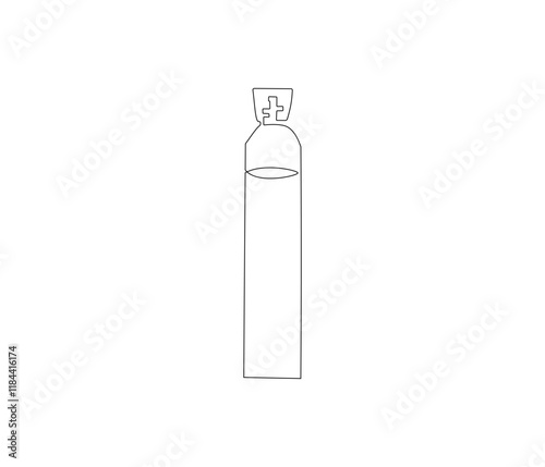 One continuous line drawing of oxygen cylinder . Single line of oxygen cylinder vector illustration