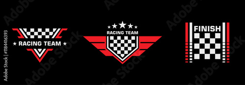 Set of variation vector car decoration. Race flag design. Racing sticker design. Graphic sport decal vinyl element. Automobile decoration. Racing design element
