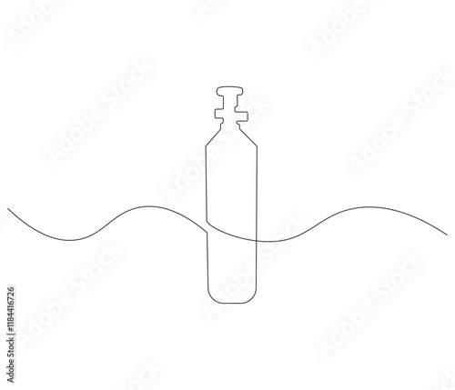 One continuous line drawing of oxygen cylinder . Single line of oxygen cylinder vector illustration