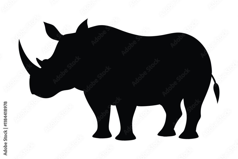 Fototapeta premium rhino silhouette vector, rhino icon vector wildlife animal