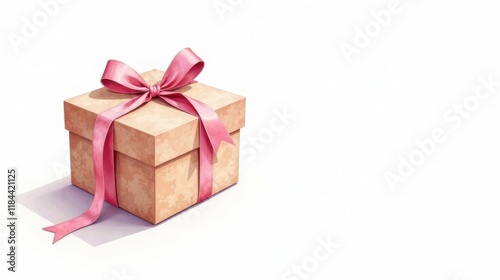 A Beautifully Wrapped Gift Box with a Delicate Pink Ribbon