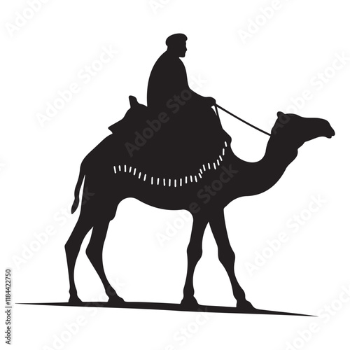 Arab man riding on a camel silhouette vector illustration