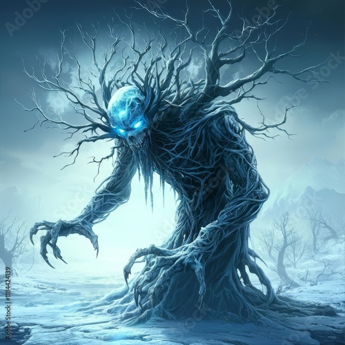 Intricate ice formations decorate the body of the majestic treant. photo