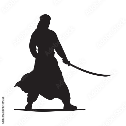 Arabian sword warrior silhouette vector illustration