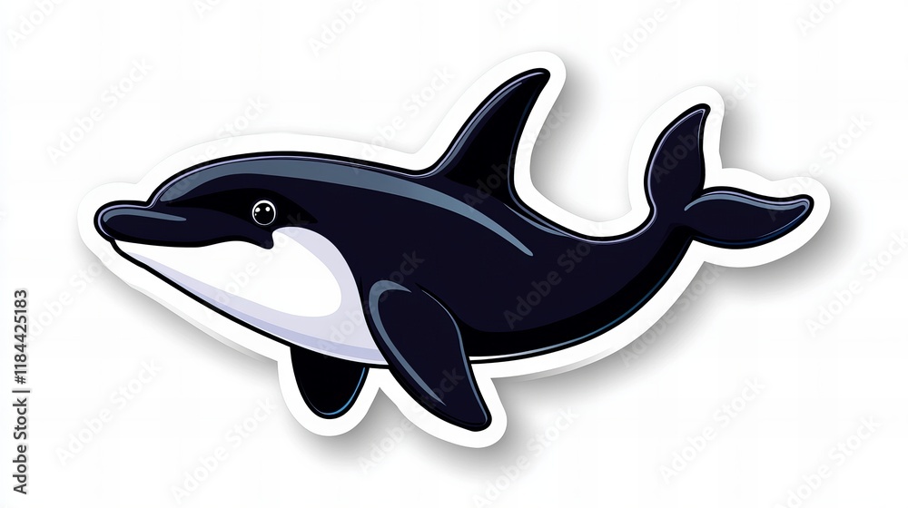 Fototapeta premium Adorable cartoon orca sticker design. Perfect for kids' projects or marine-themed decor!