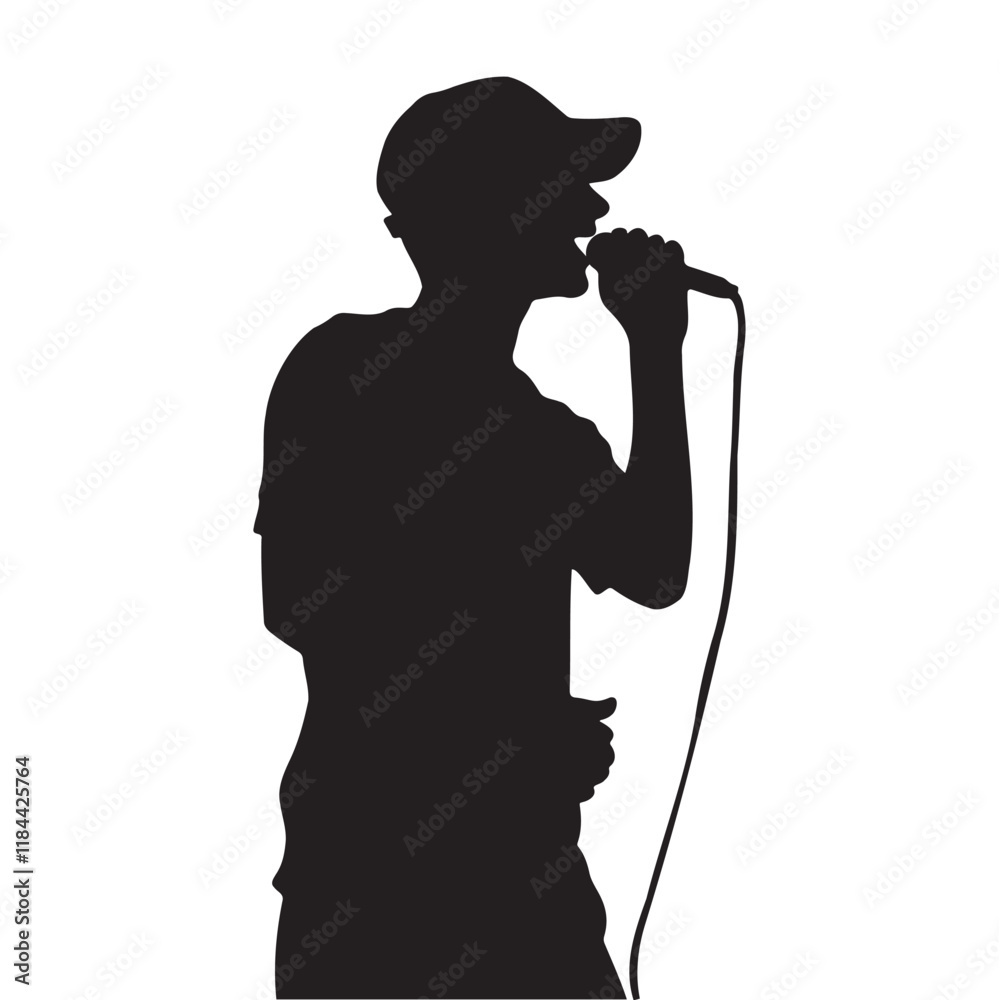 Male singer silhouette vector illustration Male singer silhouette vector illustration