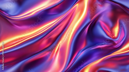 Wallpaper Mural A vibrant, swirling fabric with rich purple and orange hues, showcasing a luxurious silk-like texture. Torontodigital.ca
