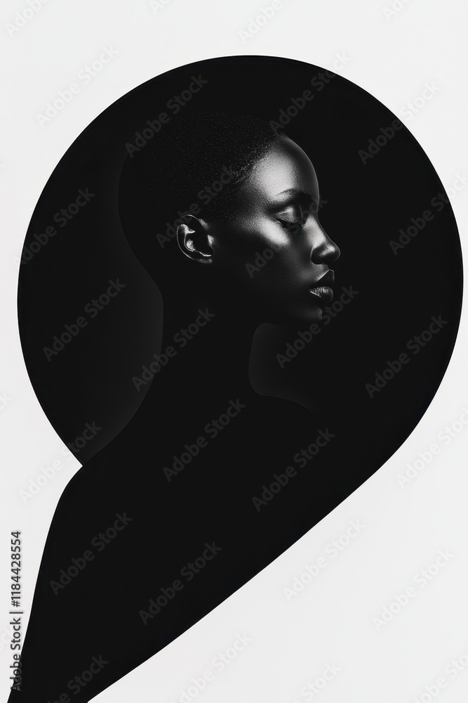 Stunning Monochrome Silhouette Portrait Capturing the Graceful Profile of a Woman in Elegant Contrast and Minimalist Artistic Style Stunning Monochrome Silhouette Portrait Capturing the Graceful Profile of a Woman in Elegant Contrast and Minimalist Artistic Style