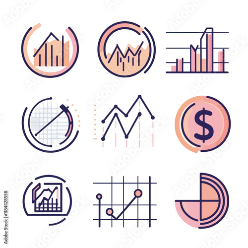 minimalistic graphic icon set money investment illustration