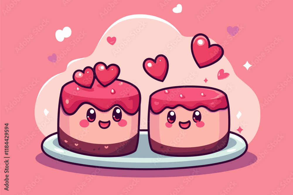 Valentines Day hearts Cake Cartoon vector illustration Valentines Day hearts Cake Cartoon vector illustration