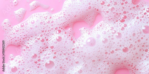 Foam bubbles create a playful scene on a pink background. This vibrant image captures the essence of foam bubbles, perfect for showcasing a fun cleaning service or froth party concept. photo