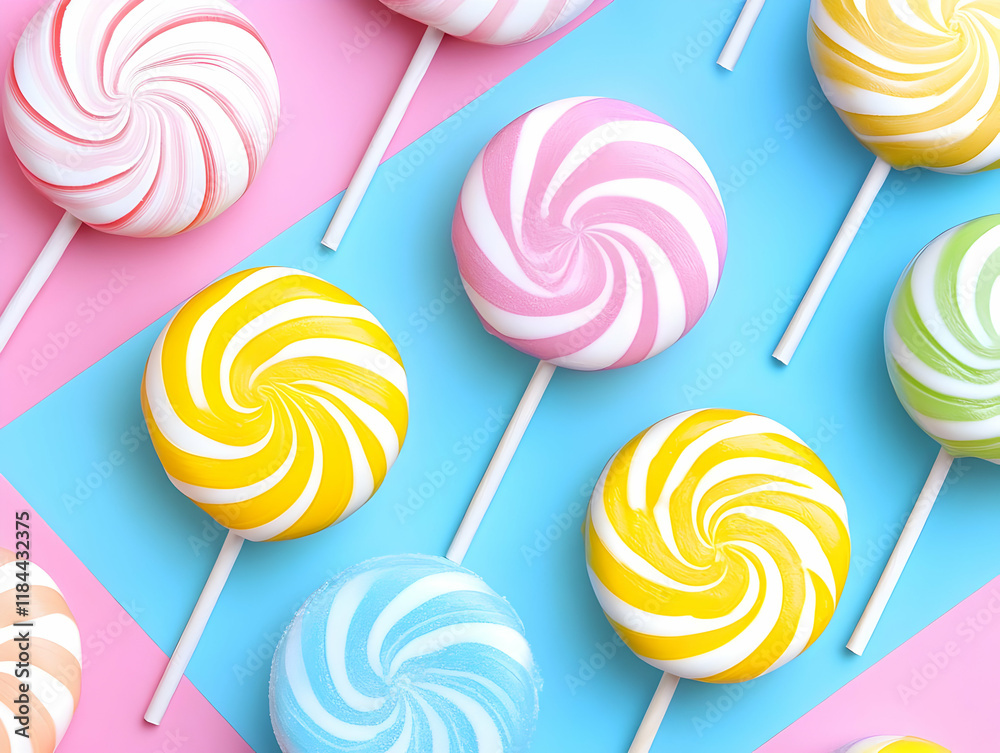 Colorful Swirl Lollipops 3D Illustration Colorful Swirl Lollipops 3D Illustration