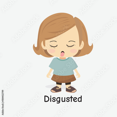 Disgusted Child Vector Illustration with Grossed Out Face