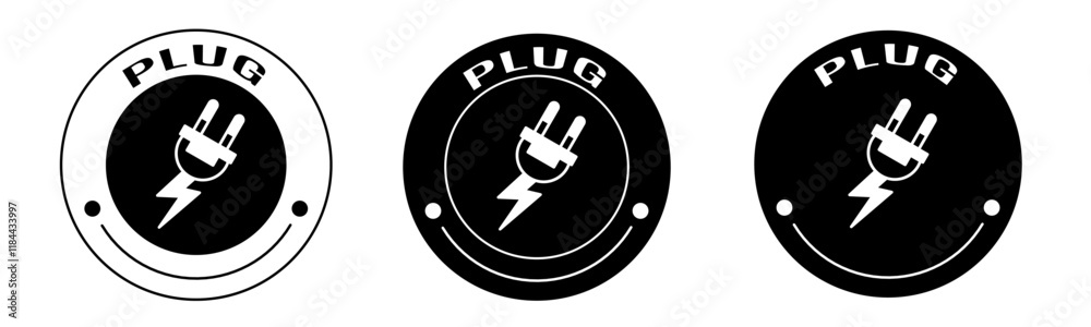 Black and white illustration of plug icon in flat. Stock vector. Black and white illustration of plug icon in flat. Stock vector.