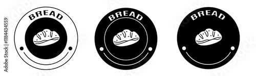 Black and white illustration of bread icon in flat. Stock vector.