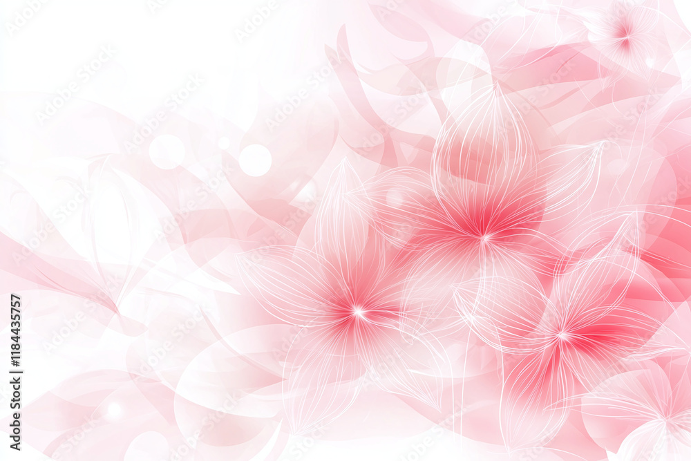 Soft pink floral background with delicate flowers and abstract swirls, creating calming and serene atmosphere. Perfect for design projects or as soothing backdrop Soft pink floral background with delicate flowers and abstract swirls, creating calming and serene atmosphere. Perfect for design projects or as soothing backdrop