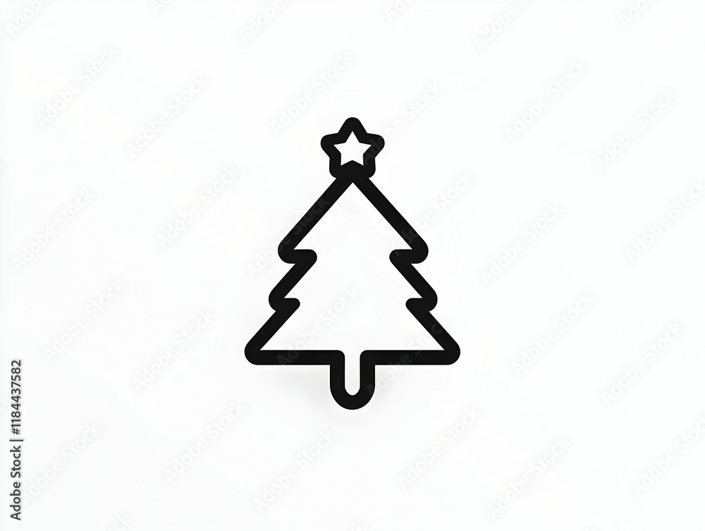 Simple Christmas Tree Line Art Illustration Simple Christmas Tree Line Art Illustration