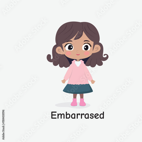 Embarrassed Child Vector Illustration with Blushing Cheeks