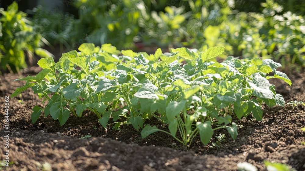 Freshly Growing Plants in a Garden Bed Freshly Growing Plants in a Garden Bed