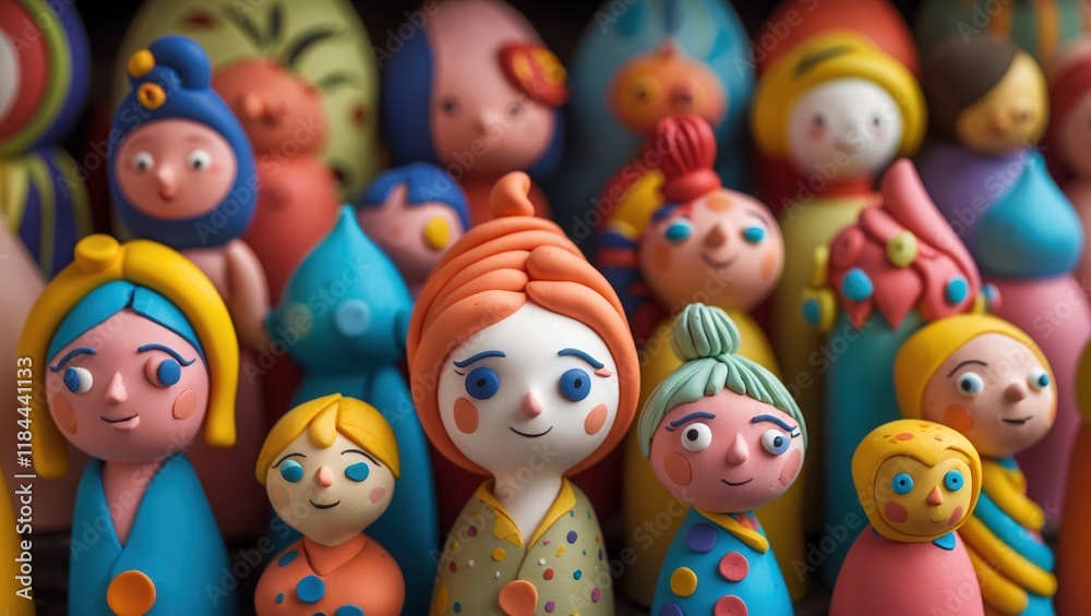 Colorful Handmade Figurines Showcasing Diverse Characters