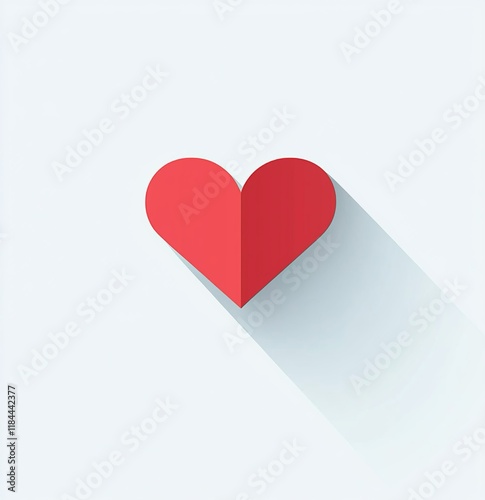 Cuore stilizzato con un design piatto e produce un'ombra diagonale verso destra, conferendo un effetto di profondità. Sfondo bianco trasparente da personalizzare photo