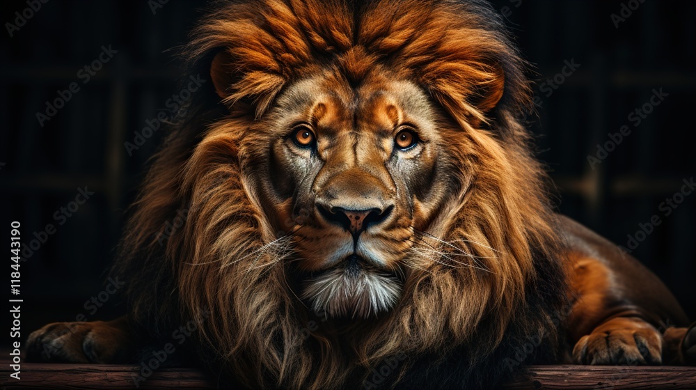 Naklejka premium portrait of a lion HD 8K wallpaper Stock Photographic Image