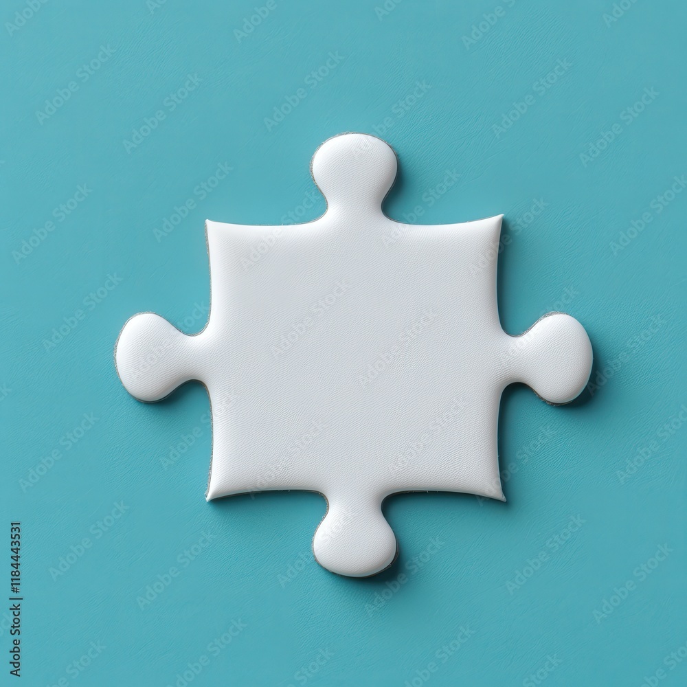 Single White Puzzle Piece Fitting Perfectly Into a Blue Background Single White Puzzle Piece Fitting Perfectly Into a Blue Background
