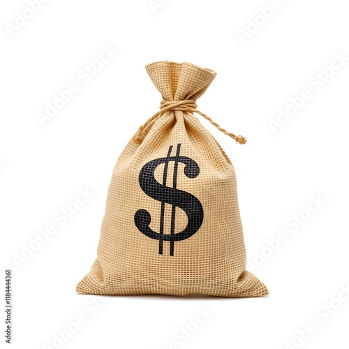 Money Bag Dollar Sign Finance Wealth Investment Savings Business Currency Beige Sack Isolated