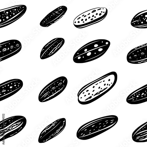 Collection of Biscotti icons, Biscotti vectorized seamless pattern
