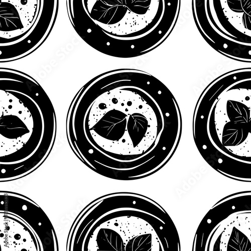Collection of Caprese salad with balsamic glaze icons, Caprese salad with balsamic glaze vectorized seamless pattern