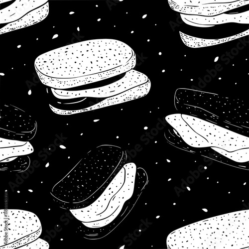 Collection of Caprese Sandwich continuous icon pattern, Caprese Sandwich vectorized artwork