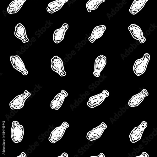 Chicken Wings tiled design, Chicken Wings repeating background illustration
