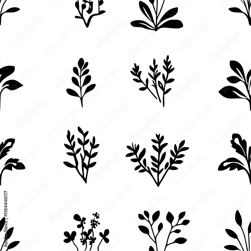 Fototapeta premium Collection of Garden cress icons, Garden cress vectorized seamless pattern