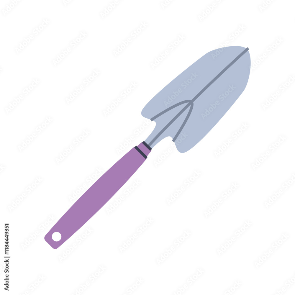 Small hoe or shovel. Gardening tool. Flat graphic element for spring and summer designs. Small hoe or shovel. Gardening tool. Flat graphic element for spring and summer designs.