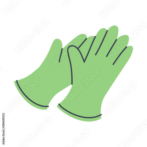 Rubber work gloves. Garden clothes. Flat graphic element for spring and summer designs.