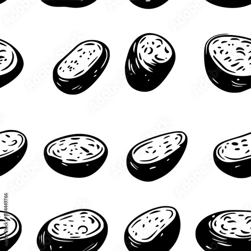 Loaded Baked Potato tiled design, Loaded Baked Potato repeating background illustration