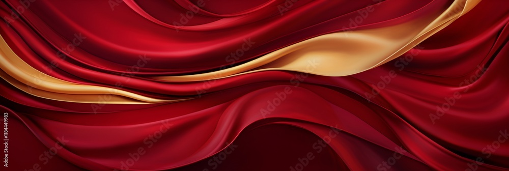 Obraz premium Smooth silk texture seamless background in luxurious red and gold hues for elegance