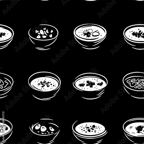 Mulligatawny Soup tiled design, Mulligatawny Soup repeating background illustration