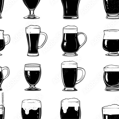 Collection of Pale ale icons, Pale ale illustration art, seamless pattern